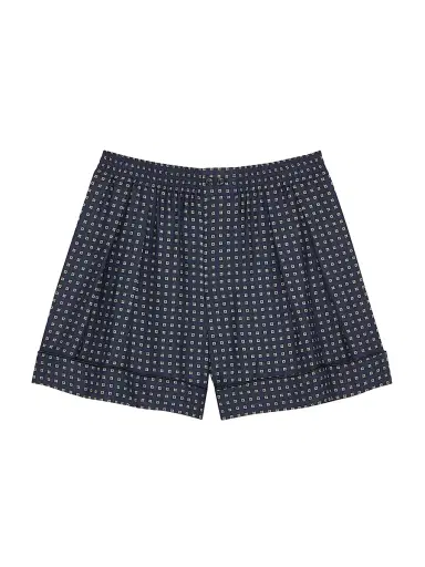 Saint Laurent Women's Pajama Shorts in Square Silk Satin - Marine - Size 10 | Thumbnail 1 Saint Laurent Women's Pajama Shorts in Square Silk Satin - Marine - Size 10 | Thumbnail 1