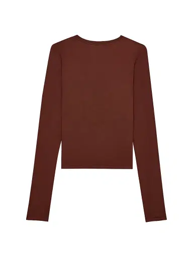 Saint Laurent Women's Cassandre Sheer Top in Knit - Chocolate - Size XL | Thumbnail 2 Saint Laurent Women's Cassandre Sheer Top in Knit - Chocolate - Size XL | Thumbnail 2