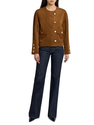 Saint Laurent Women's Short Jacket in Suede - Rhum Ambre - Size 4 | Thumbnail 2