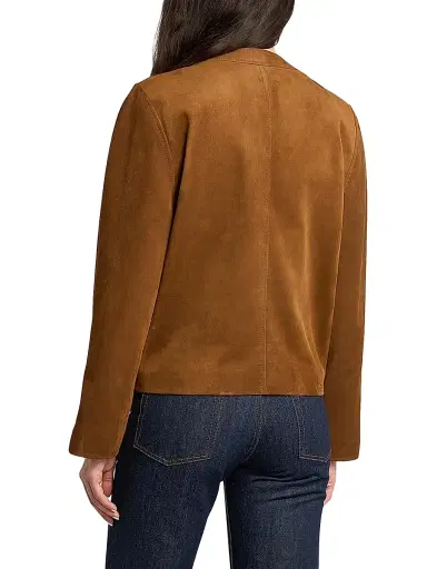 Saint Laurent Women's Short Jacket in Suede - Rhum Ambre - Size 4 | Thumbnail 5