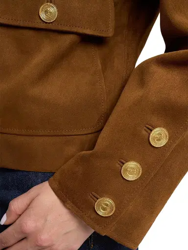 Saint Laurent Women's Short Jacket in Suede - Rhum Ambre - Size 4 | Thumbnail 6