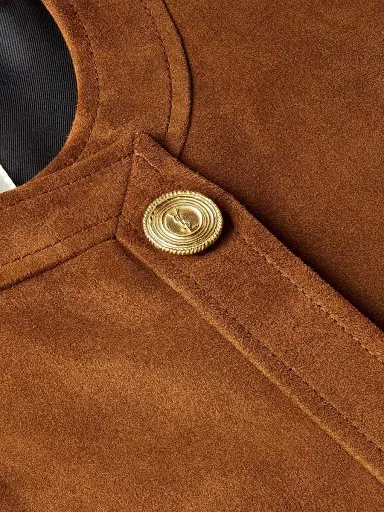 Saint Laurent Women's Short Jacket in Suede - Rhum Ambre - Size 4 | Thumbnail 7