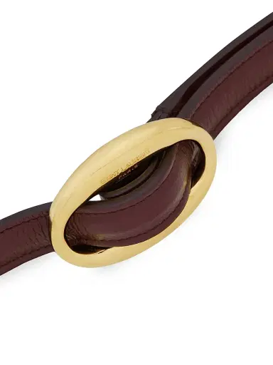 Saint Laurent Women's Oval Buckle Thin Reversible Belt in Smooth Leather | Thumbnail 5