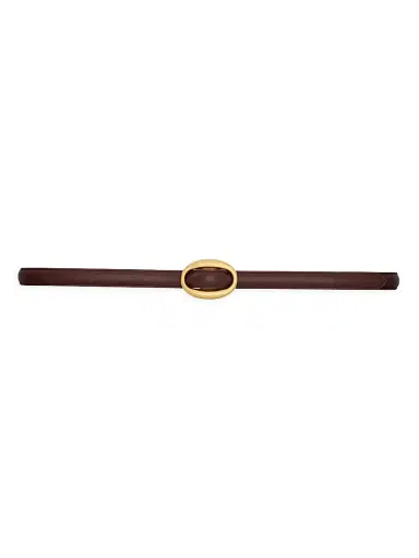 Saint Laurent Women's Oval Buckle Thin Reversible Belt in Smooth Leather | Thumbnail 1