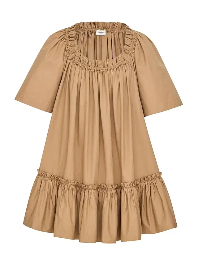 Women's Ruffled Dress in Cotton - Chatain