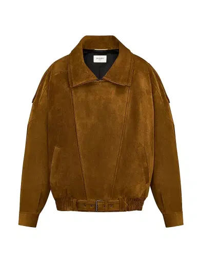 Saint Laurent Women's Bomber Jacket in Vintage Split Leather - Noix - Size 10 | Thumbnail 4