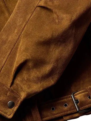 Saint Laurent Women's Bomber Jacket in Vintage Split Leather - Noix - Size 10 | Thumbnail 8