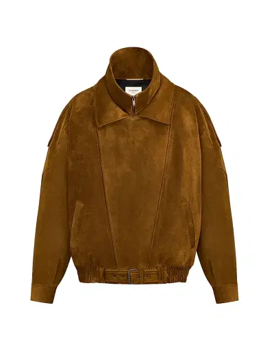 Saint Laurent Women's Bomber Jacket in Vintage Split Leather - Noix - Size 10 | Thumbnail 1
