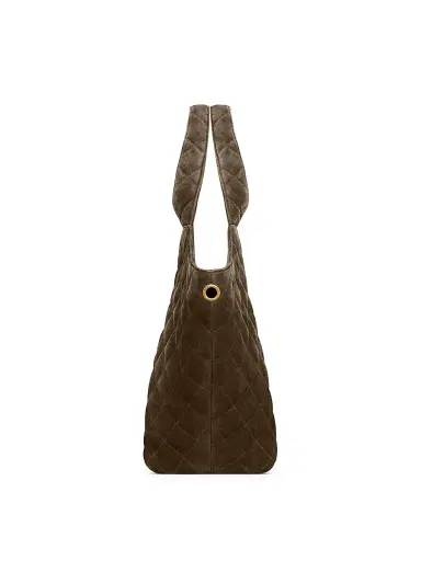 Saint Laurent Women's Icare Medium Tote Bag in Quilted Suede - Light Musk | Thumbnail 7 Saint Laurent Women's Icare Medium Tote Bag in Quilted Suede - Light Musk | Thumbnail 7