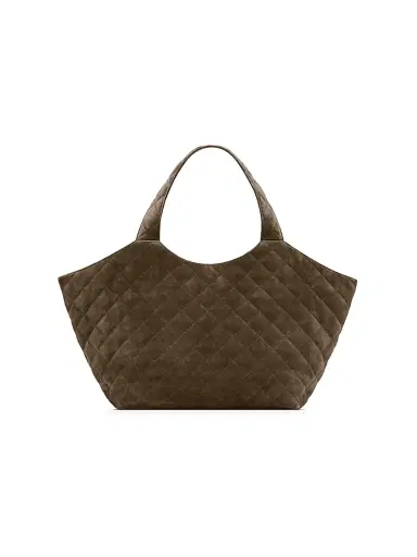 Saint Laurent Women's Icare Medium Tote Bag in Quilted Suede - Light Musk | Thumbnail 8 Saint Laurent Women's Icare Medium Tote Bag in Quilted Suede - Light Musk | Thumbnail 8