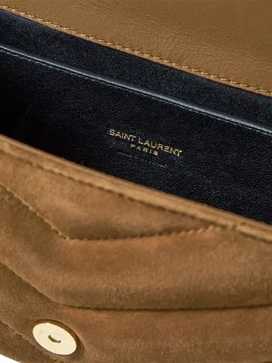 Saint Laurent Women's Loulou Toy Crossbody Bag in Matelassé Suede - Caramel Cognac | Thumbnail 7 Saint Laurent Women's Loulou Toy Crossbody Bag in Matelassé Suede - Caramel Cognac | Thumbnail 7