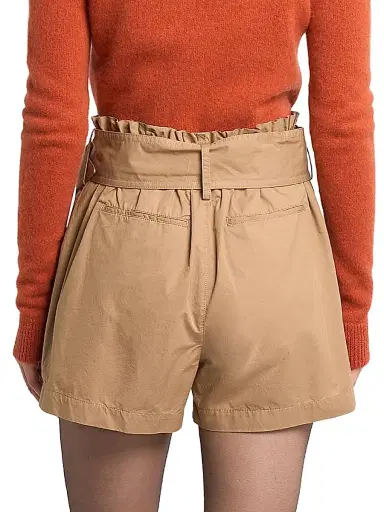 Saint Laurent Women's Paperbag Bermuda Shorts in Cotton - Chatain - Size 6 | Thumbnail 5