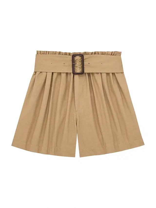 Women's Paperbag Bermuda Shorts in Cotton - Chatain