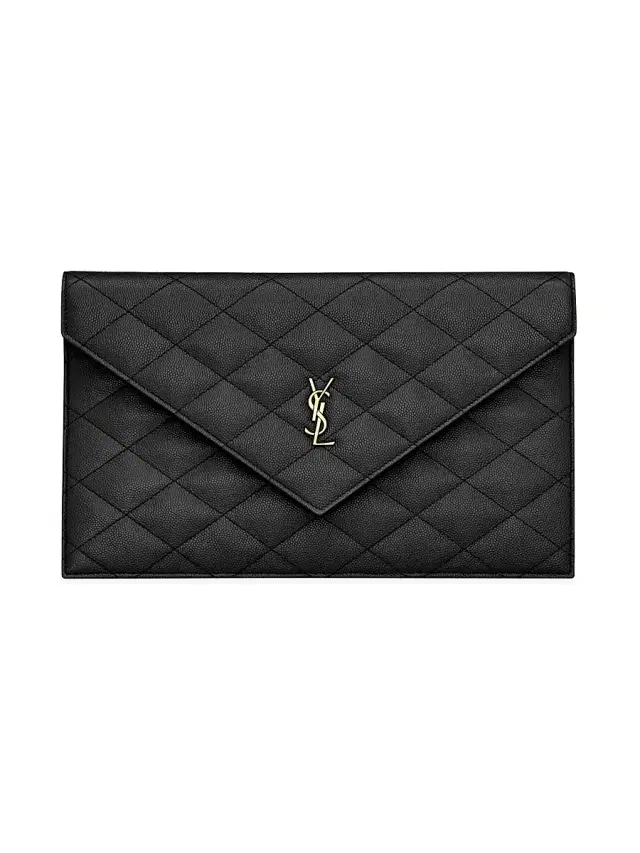Saint Laurent Women's Paris Pouch in Grain De Poudre Leather - Light Taupe
