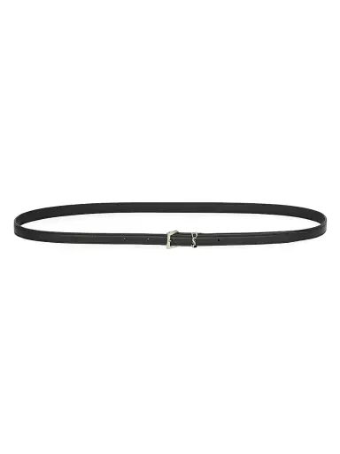 Saint Laurent Women's Cassandre Extra Thin Belt in Smooth Leather - Black | Thumbnail 3