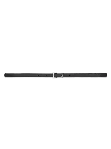 Saint Laurent Women's Cassandre Extra Thin Belt in Smooth Leather - Black | Thumbnail 1