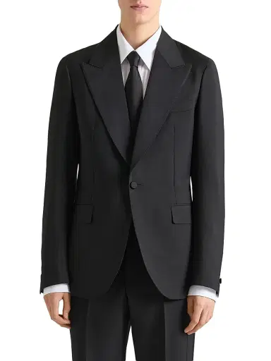 Givenchy Men's Single-Breasted Deconstructed Jacket in Wool and Mohair | Thumbnail 1 Givenchy Men's Single-Breasted Deconstructed Jacket in Wool and Mohair | Thumbnail 1