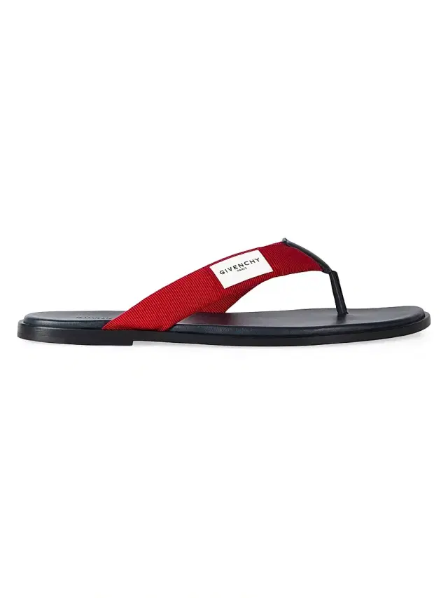 Givenchy Men's Bay Thongs in Gros Grain and Leather - Navy Red