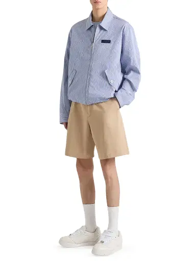 Givenchy Men's Couture Seam Striped Blouson Shirt in Cotton - Blue White | Thumbnail 2