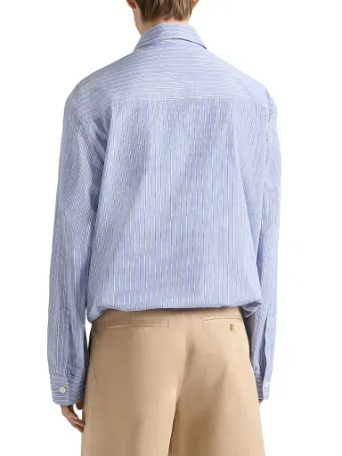 Givenchy Men's Couture Seam Striped Blouson Shirt in Cotton - Blue White | Thumbnail 4