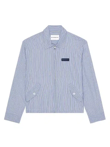 Givenchy Men's Couture Seam Striped Blouson Shirt in Cotton - Blue White | Thumbnail 1