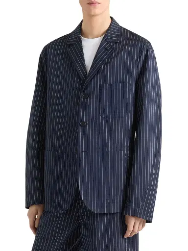 Givenchy Men's Single-Breasted Deconstructed Striped Jacket in Cotton - White Navy - Size 46 | Thumbnail 3 Givenchy Men's Single-Breasted Deconstructed Striped Jacket in Cotton - White Navy - Size 46 | Thumbnail 3