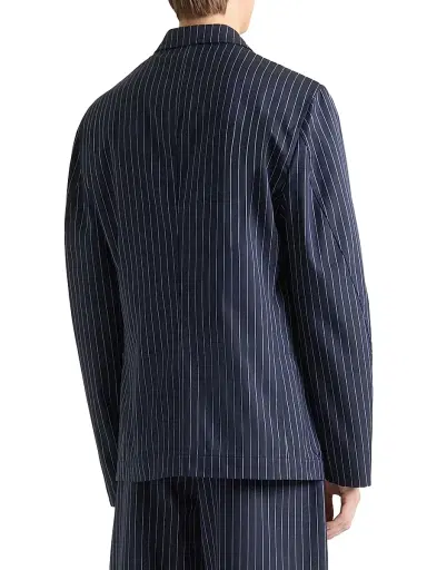 Givenchy Men's Single-Breasted Deconstructed Striped Jacket in Cotton - White Navy - Size 46 | Thumbnail 4 Givenchy Men's Single-Breasted Deconstructed Striped Jacket in Cotton - White Navy - Size 46 | Thumbnail 4