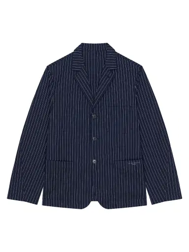 Givenchy Men's Single-Breasted Deconstructed Striped Jacket in Cotton - White Navy - Size 46 | Thumbnail 1 Givenchy Men's Single-Breasted Deconstructed Striped Jacket in Cotton - White Navy - Size 46 | Thumbnail 1