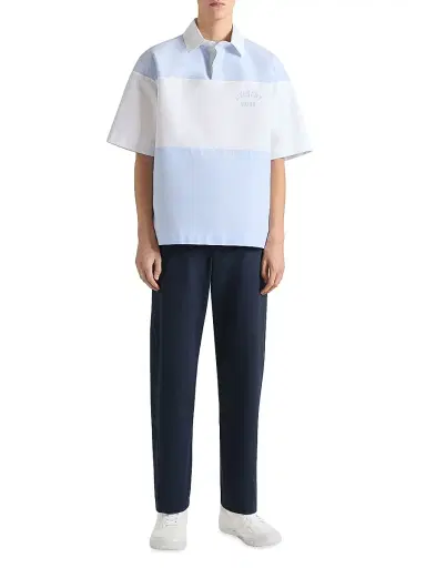 Givenchy Men's Bicolor Polo Shirt in Cotton with Logo Embroidery - White Blue - Size 17.5 | Thumbnail 2 Givenchy Men's Bicolor Polo Shirt in Cotton with Logo Embroidery - White Blue - Size 17.5 | Thumbnail 2