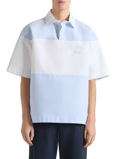 Givenchy Men's Bicolor Polo Shirt in Cotton with Logo Embroidery - White Blue - Size 17.5 | Thumbnail 3 Givenchy Men's Bicolor Polo Shirt in Cotton with Logo Embroidery - White Blue - Size 17.5 | Thumbnail 3