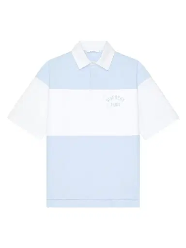 Givenchy Men's Bicolor Polo Shirt in Cotton with Logo Embroidery - White Blue - Size 17.5 | Thumbnail 1 Givenchy Men's Bicolor Polo Shirt in Cotton with Logo Embroidery - White Blue - Size 17.5 | Thumbnail 1