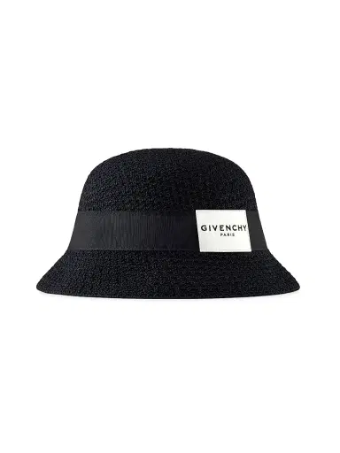 Givenchy Men's Bob Hat in Crochet with Paris Gros Grain - Black | Thumbnail 1