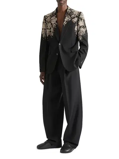 Givenchy Men's Double Pleated Pants in Wool and Mohair - Black - Size 38 | Thumbnail 2