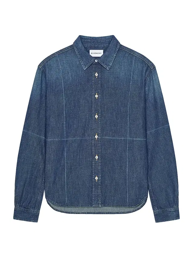 Givenchy Men's Shirt in Denim with Folded Effect - Indigo Blue