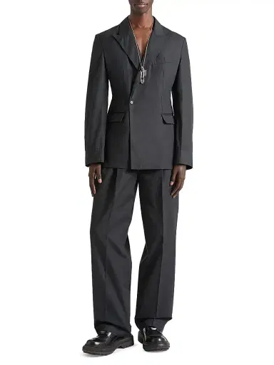 Givenchy Men's Couture Seam Double-Breasted Regular Jacket in Poplin - Black | Thumbnail 2