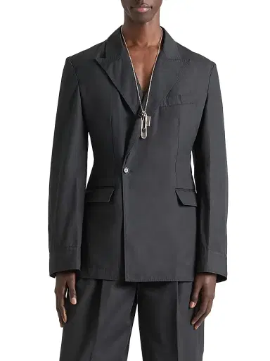 Givenchy Men's Couture Seam Double-Breasted Regular Jacket in Poplin - Black | Thumbnail 3