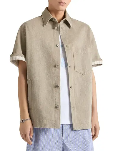 Givenchy Men's Shirt in Denim - Army Beige - Size XS | Thumbnail 3 Givenchy Men's Shirt in Denim - Army Beige - Size XS | Thumbnail 3