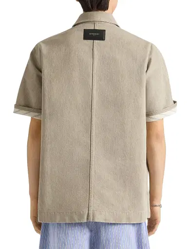 Givenchy Men's Shirt in Denim - Army Beige - Size XS | Thumbnail 4 Givenchy Men's Shirt in Denim - Army Beige - Size XS | Thumbnail 4