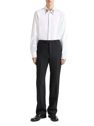 Givenchy Men's Slim Shirt in Poplin with Crystals Embroidered Collar | Thumbnail 2