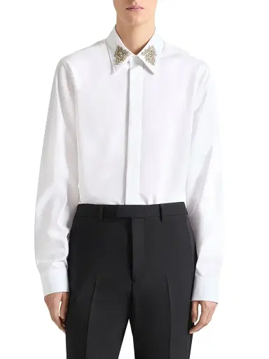 Givenchy Men's Slim Shirt in Poplin with Crystals Embroidered Collar | Thumbnail 3