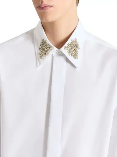 Givenchy Men's Slim Shirt in Poplin with Crystals Embroidered Collar | Thumbnail 5