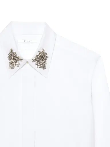 Givenchy Men's Slim Shirt in Poplin with Crystals Embroidered Collar | Thumbnail 6