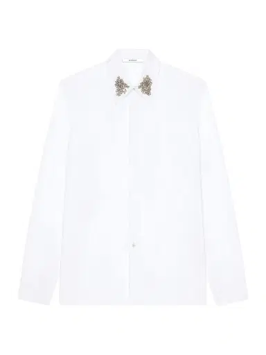 Givenchy Men's Slim Shirt in Poplin with Crystals Embroidered Collar | Thumbnail 1