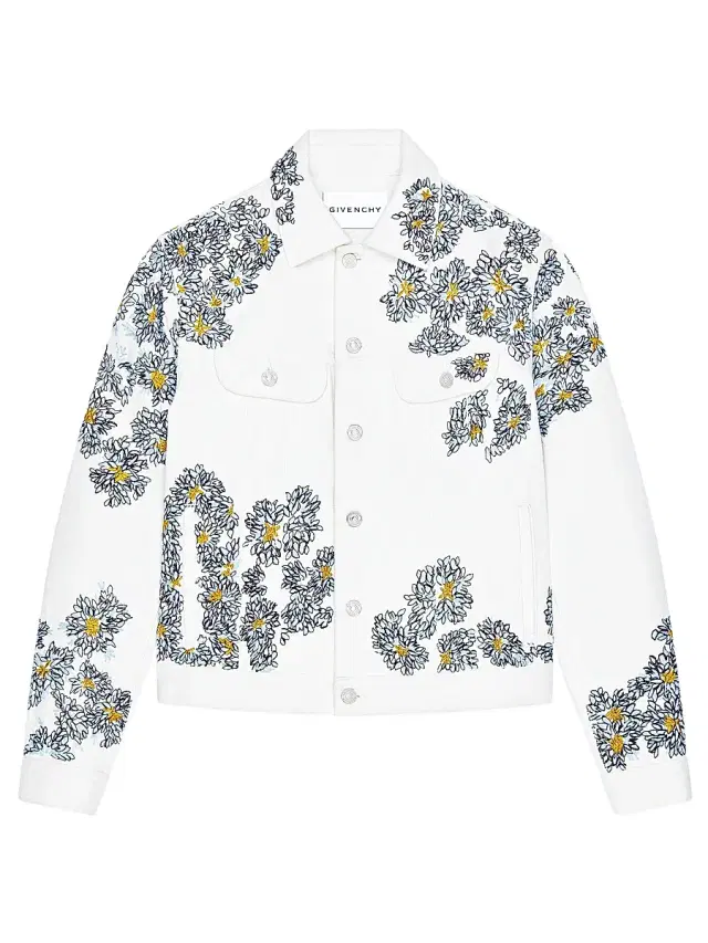 Men's Jacket in Denim with Pompom Embroidery - Multicolored