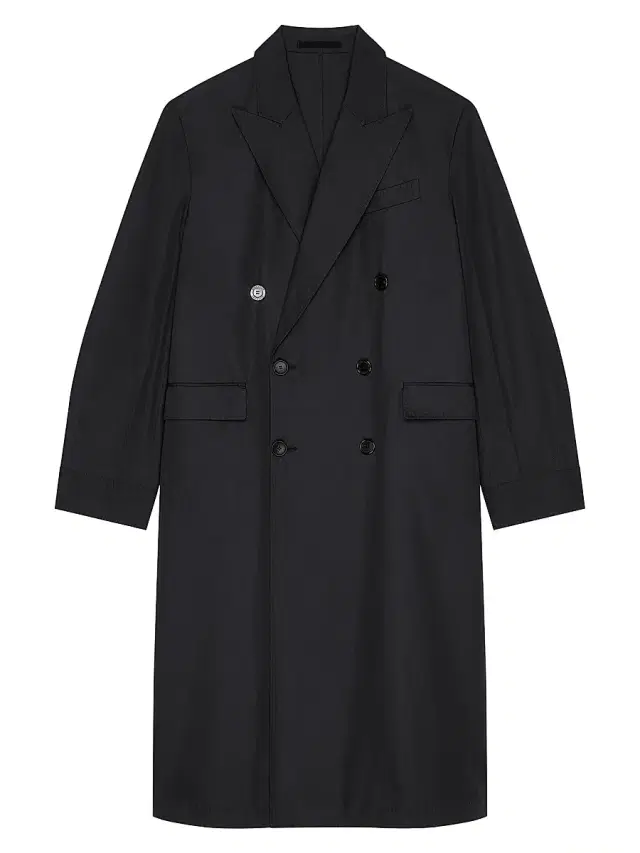 Givenchy Men's Couture Seam Double-Breasted Coat in Poplin - Black