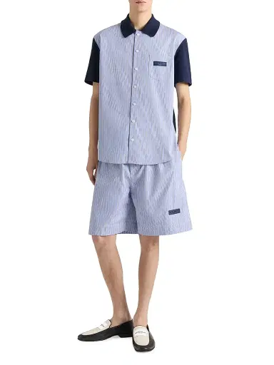 Givenchy Men's Striped Shirt in Cotton with Paris Gros Grain - Navy - Size XXL | Thumbnail 2