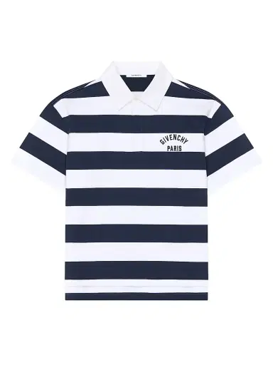 Givenchy Men's Striped Polo Shirt in Cotton with Logo Embroidery - White Navy - Size XXL | Thumbnail 1