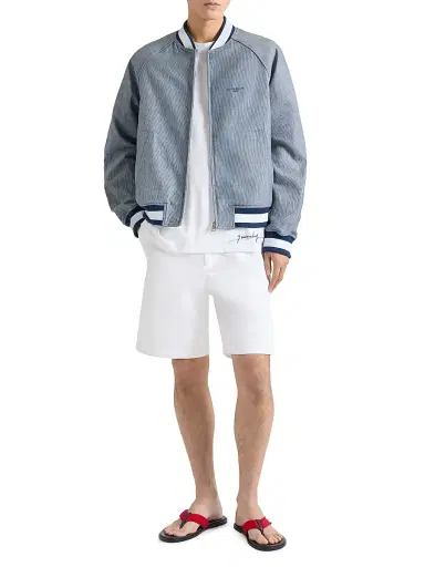 Givenchy Men's Striped Blouson Jacket in Cotton with Embroidery - White Blue - Size 46 | Thumbnail 2
