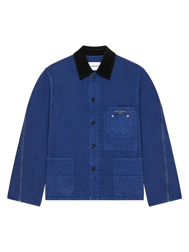Givenchy Men's Couture Seam Jacket in Herringbone Denim - Cobalt Blue