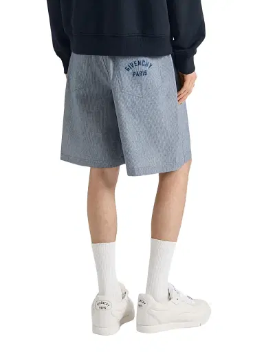 Givenchy Men's Couture Seam Striped Bermuda Shorts in Cotton - Grey | Thumbnail 4